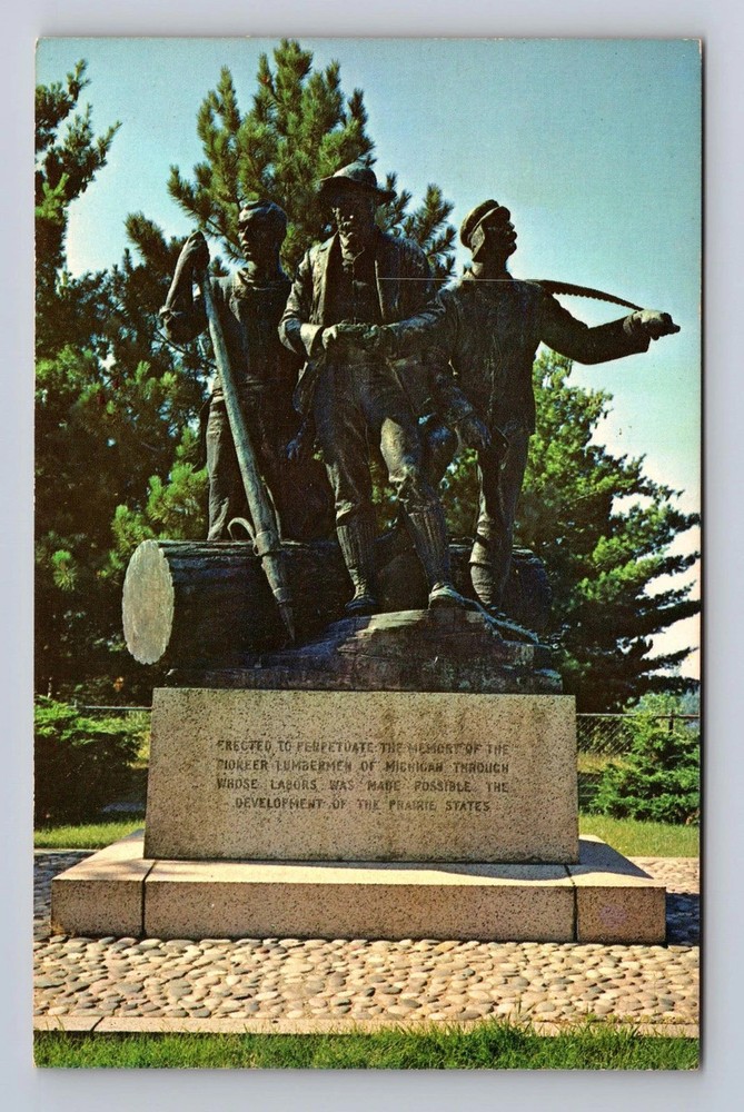 Oscoda MI-Michigan Lumberman's Monument Vintage Postcard