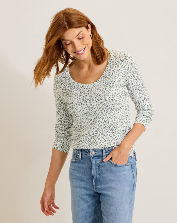 Tommy Bahama Ashby Isles Lux Leo 3/4-Sleeve T-Shirt - Aloe NEW
