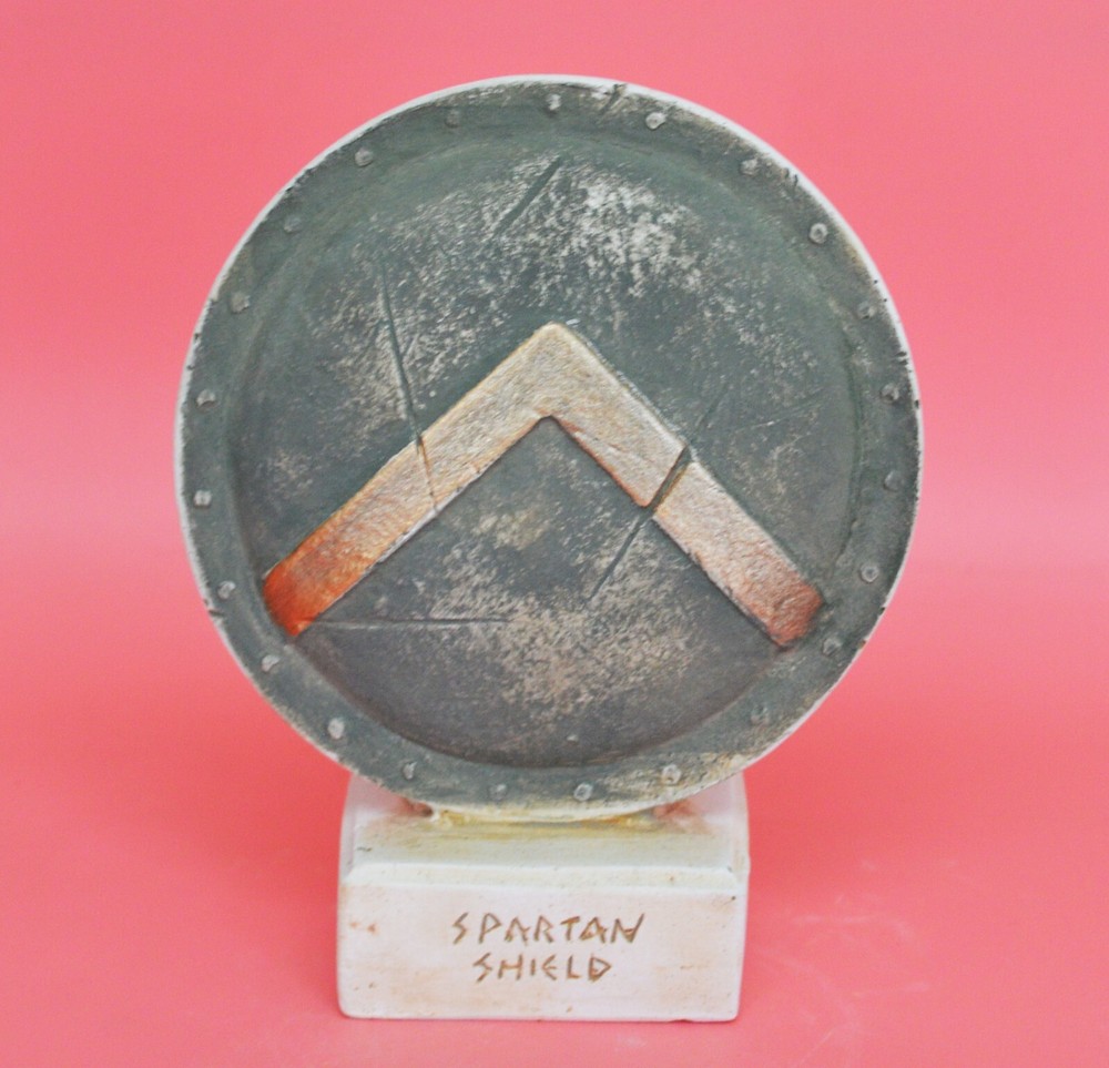 Miniature King Leonidas Spartan Warrior Shield in Casting Stone
