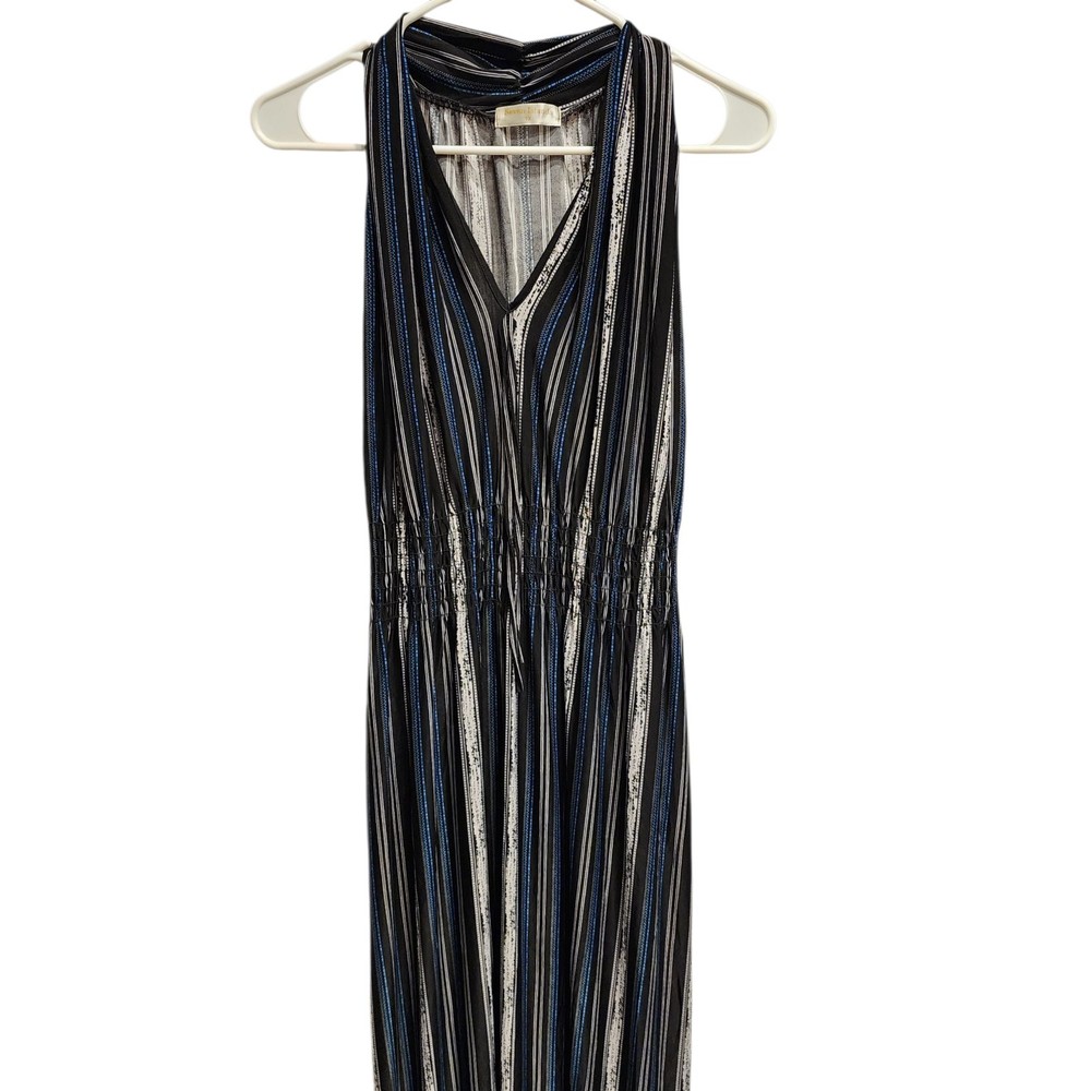 Seven Islands Women's Black & Blue Stretch Resort Beach Maxi Dress Size 1XL