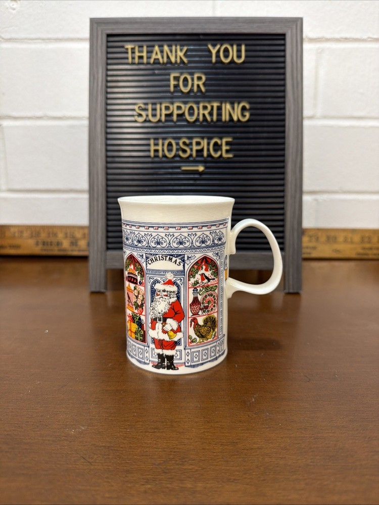 RARE Vintage Dunoon Ceramics Christmas Santa Coffee 12oz Mug Tea Cup Porcelain