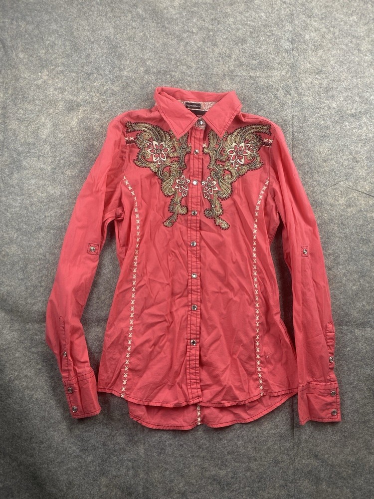 Western Floral Embroidered Pearl Snap Shirt for Women by Roar