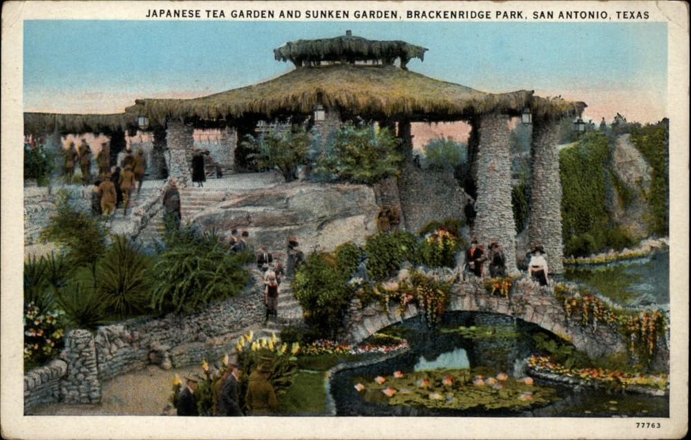 Japanese Tea Garden lily pond Brackenridge Park San Antonio Texas ~ 1920s