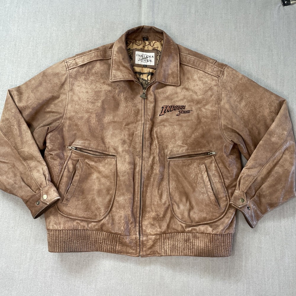 Indiana Jones Leather Jacket Distressed 2005 2XL Monogram Vintage Authentic