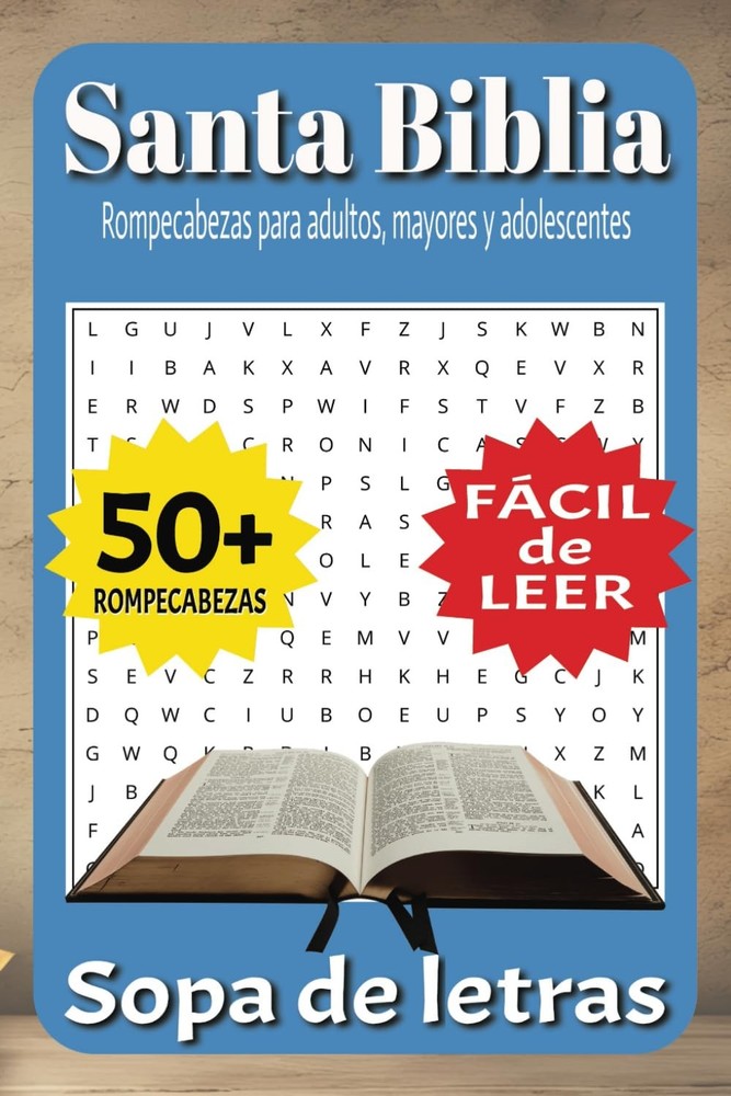 Sopa de Letras La Santa Biblia Para Adultos en Español: Sopa de letras, fácil de