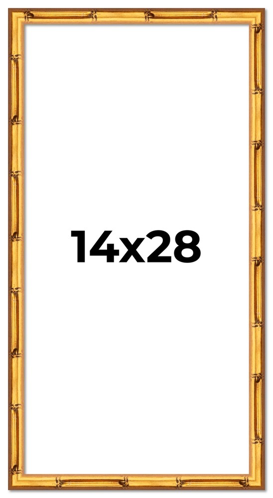 14x28 Frame Gold Bamboo Solid Wood Picture Frame | 1 Inch Moulding Width | Inter