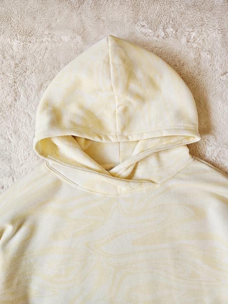 NWT Just Be Women's Plus Size 2X Hoodie Sweatshirt Fleece Marble Swirl Yellow