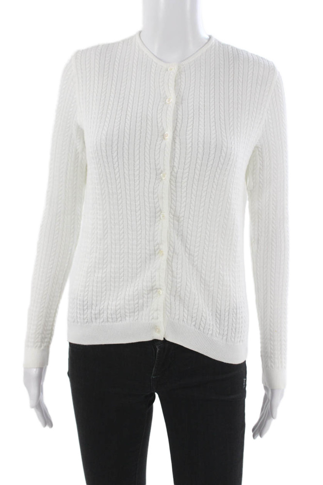 Ralph Lauren Sport Women Cardigan White Cotton Round Neck Long Sleeve Size SFree Shipping in US $100+ Orders | $6.95 Orders Below