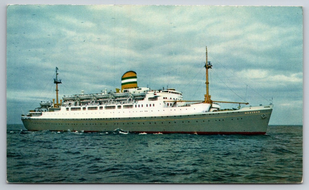 C1950 SS Maasdam Holland America Line Cruise Ship Amsterdam Netherlands Postcard