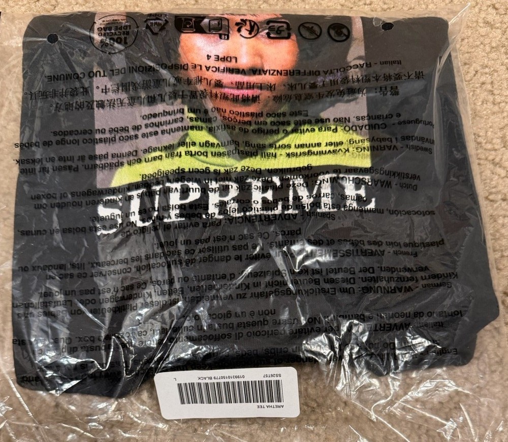NWT Supreme Aretha Tee Shirt Black SS26 Size Men’s Large FREE SHIPPING!