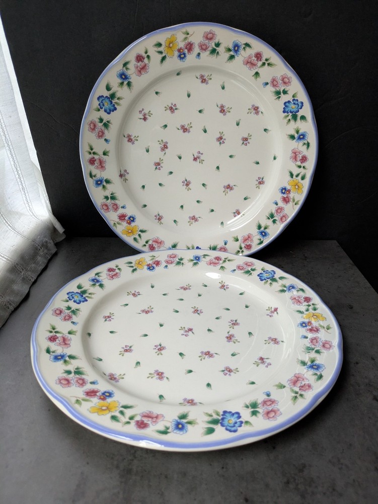 Lot Of 2 Vintage Laura Ashley Hazelbury Chintz Dinner Plate Blue Floral England