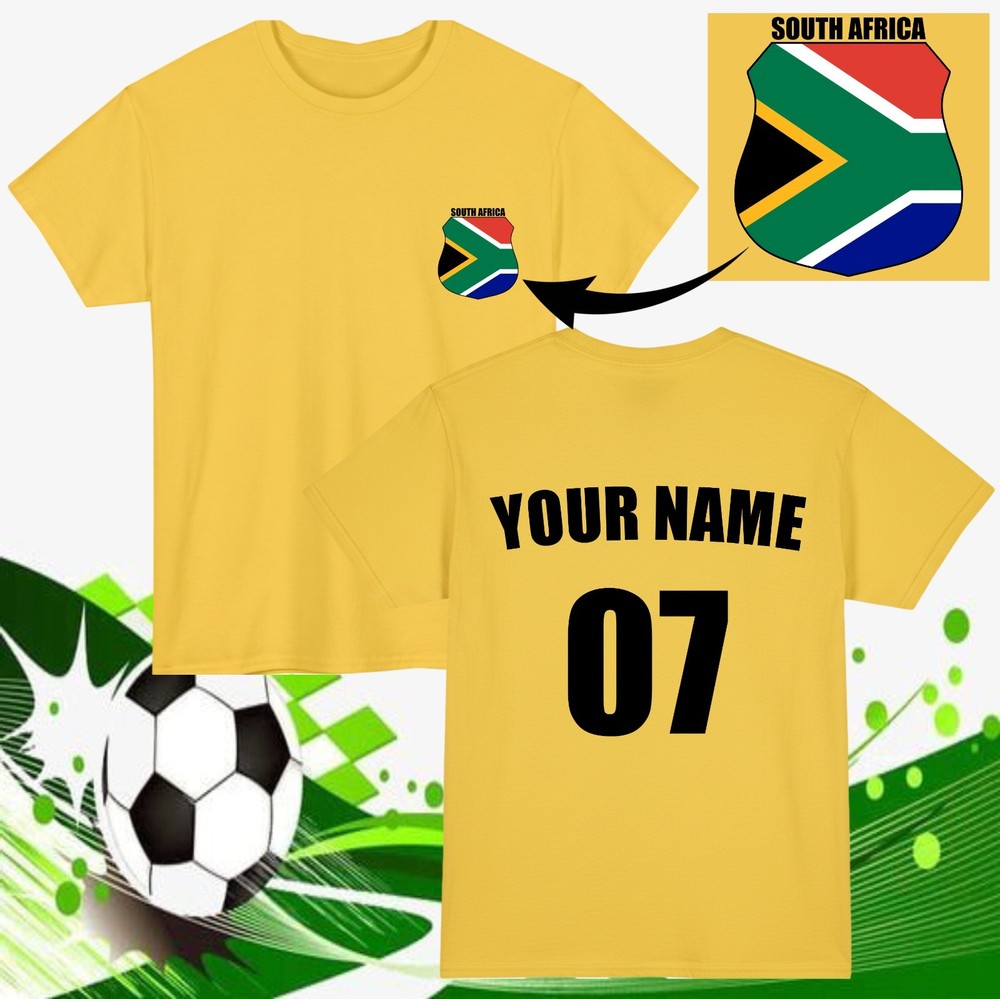Personalised South Africa Football T-Shirt Custom Name Number Fan Gift Tee Top