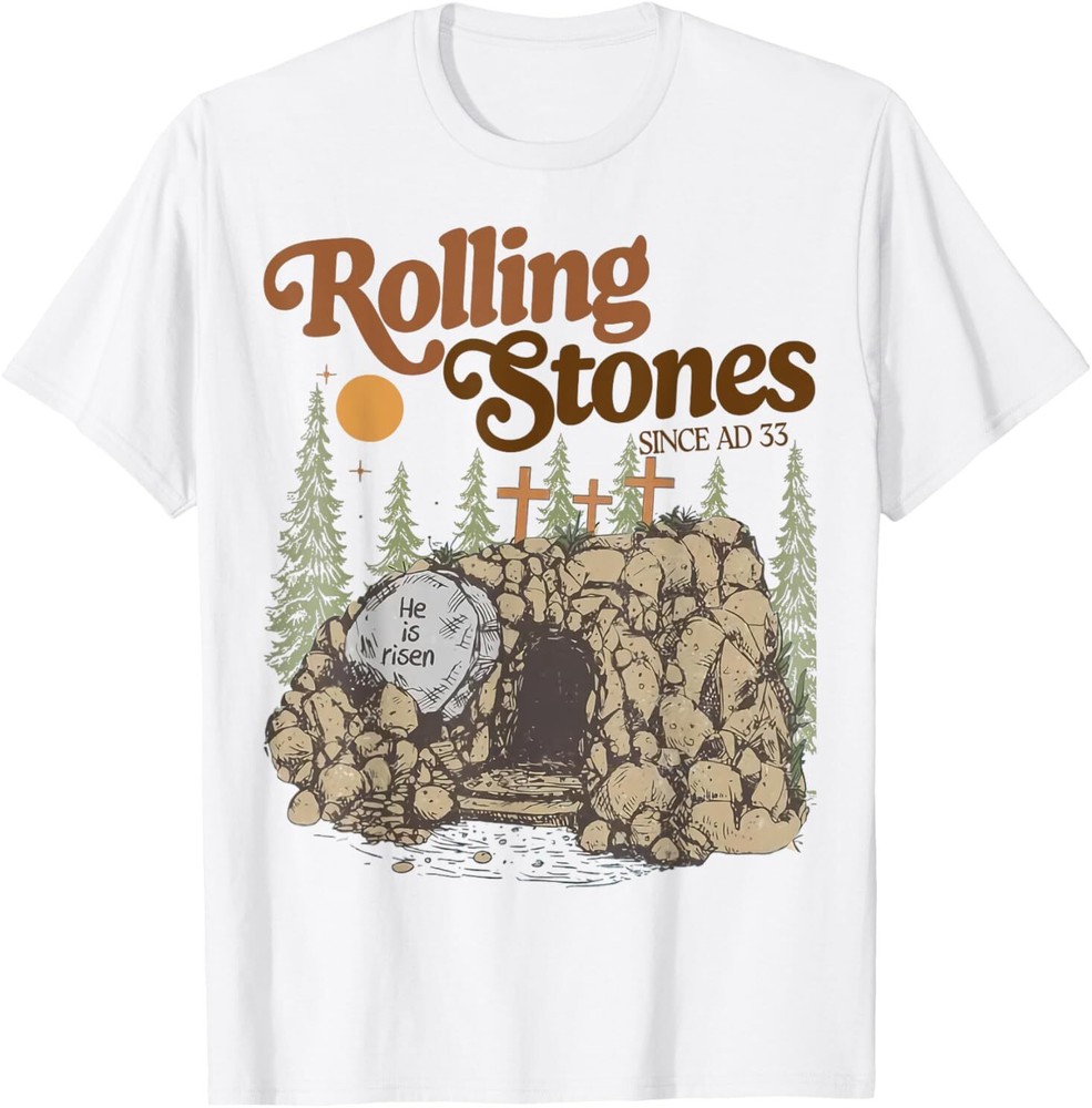 Resurrected Savior Stone Rolled Away Retro Easter Christian T-Shirt