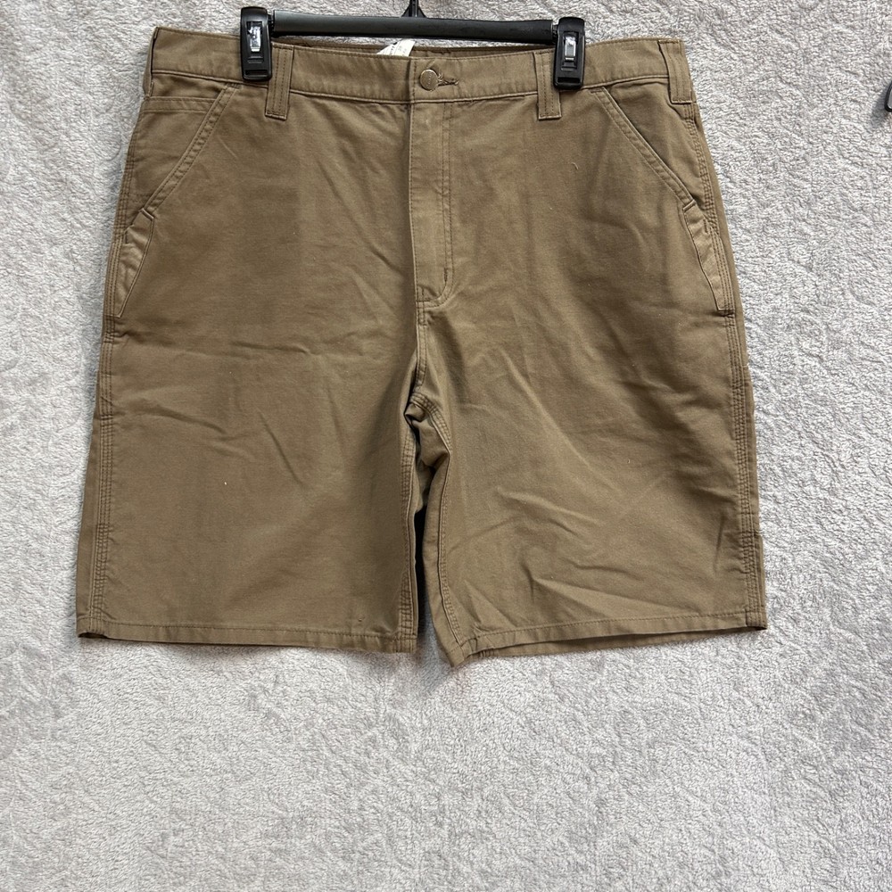Carhartt Men’s 38 Relaxed Fit Canvas Work Shorts Brown Khaki Utility Carpenter