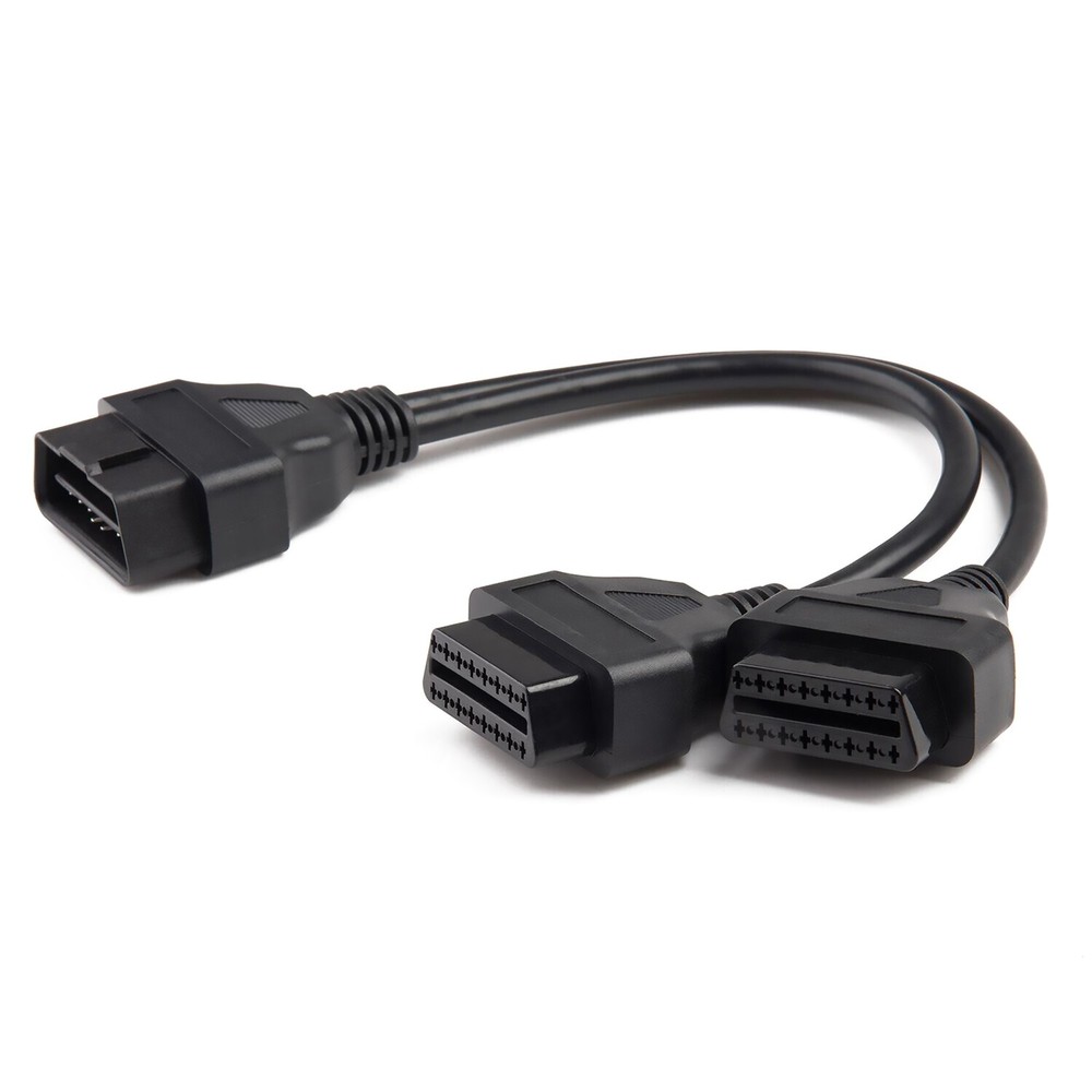 1ft 16 Pin OBD2 OBD II Splitter Adapter Cable Male to Dual Female Ports Y Cable