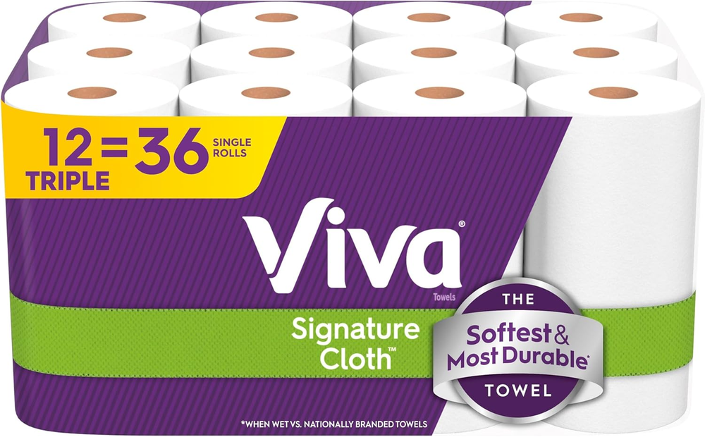 Signature Cloth Paper Towels, 12 Triple Rolls, 129 Sheets per Roll