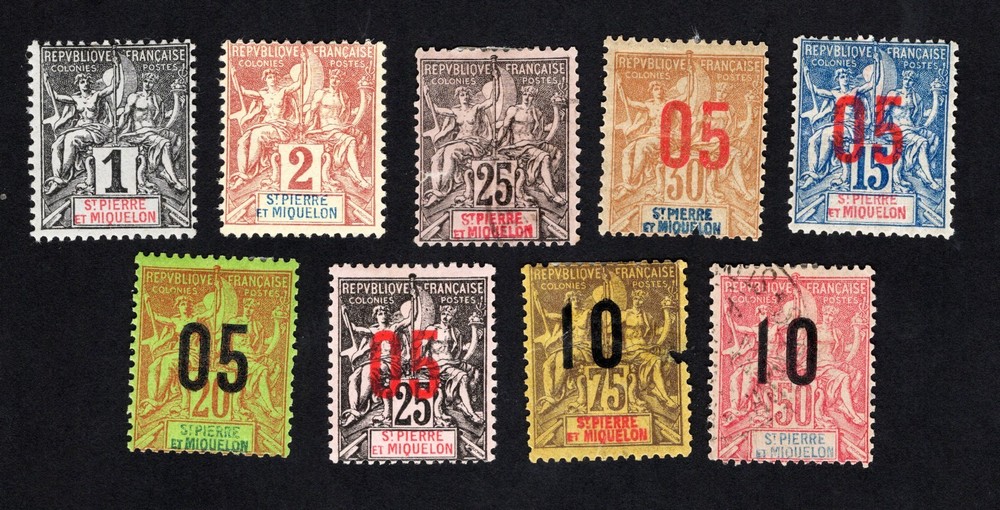 St.Pierre and Miquelon 1892/1912 gr.of stamps+Mi# 46-47, 53 MH/MNG/used CV=17.4$