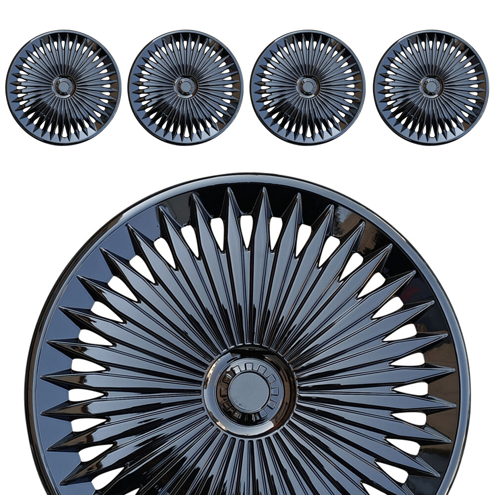 4PCS Black Snap-On Universal Wheel Covers for 17 Inch Tires
