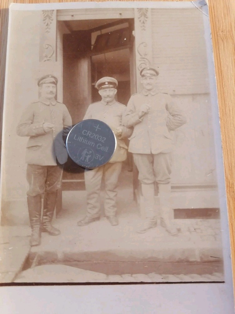 1st WWII Photo Postcard - Soldiers Driving Outside Door - Back Name - Regiment