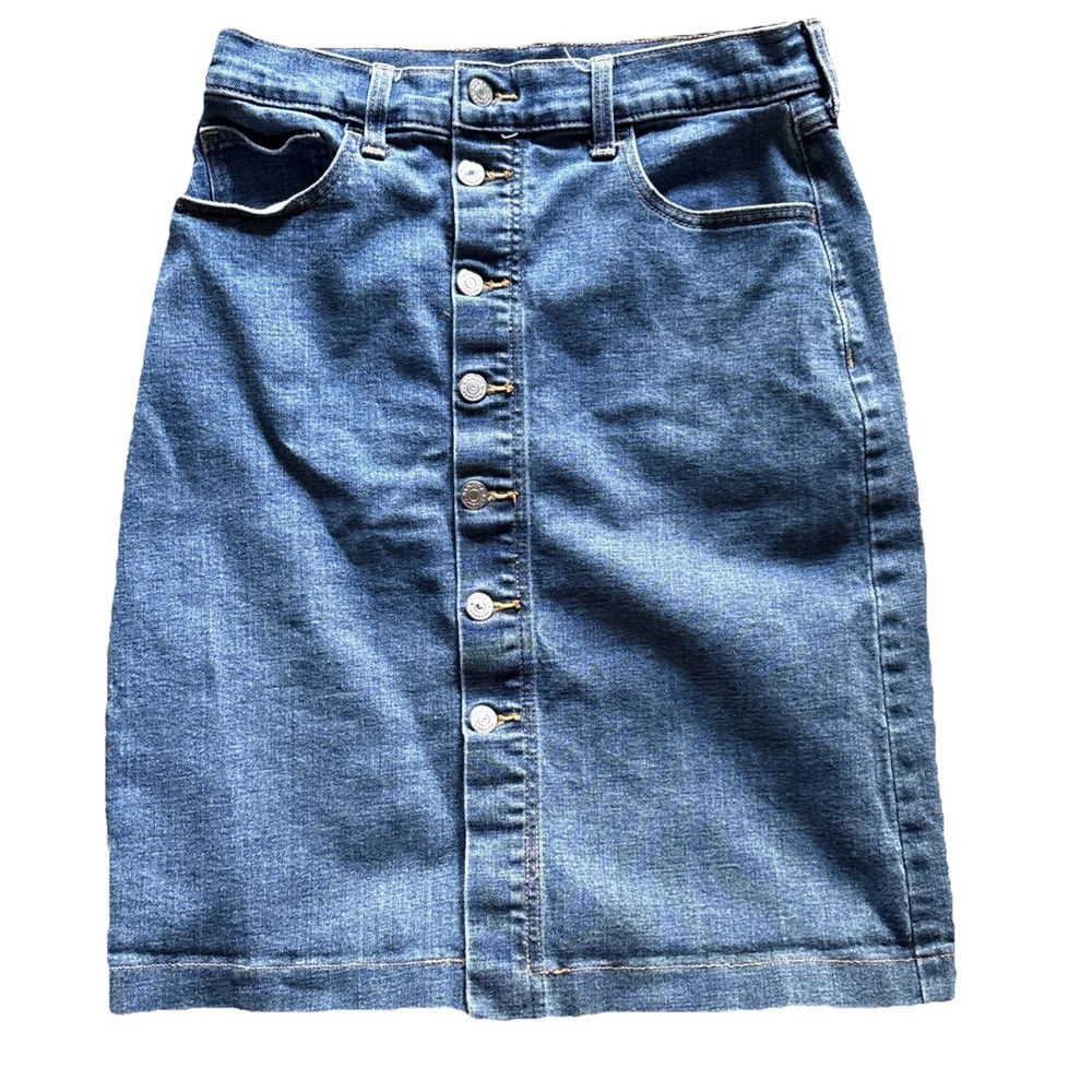 Banana Republic Denim Medium Wash Blue Button Down Skirt Size 28/6R