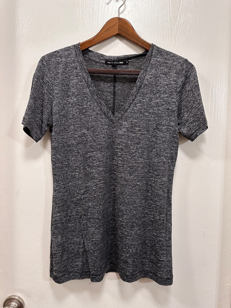 Rag & Bone Jean Women T-shirt Gray V-neck Classic Minimalist Lightweight size S