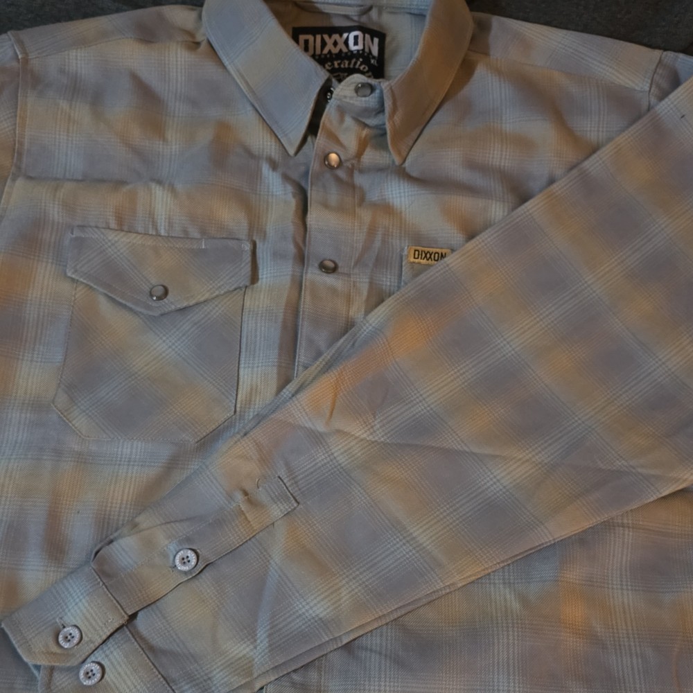 Dixxon Generations Men's XL Plaid Flannel Shirt Gray Yellow Button-Up