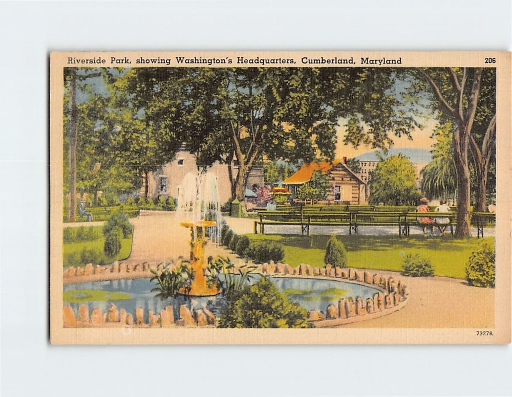 Postcard Riverside Park showing Washingtons Headquarters Cumberland Maryland USA