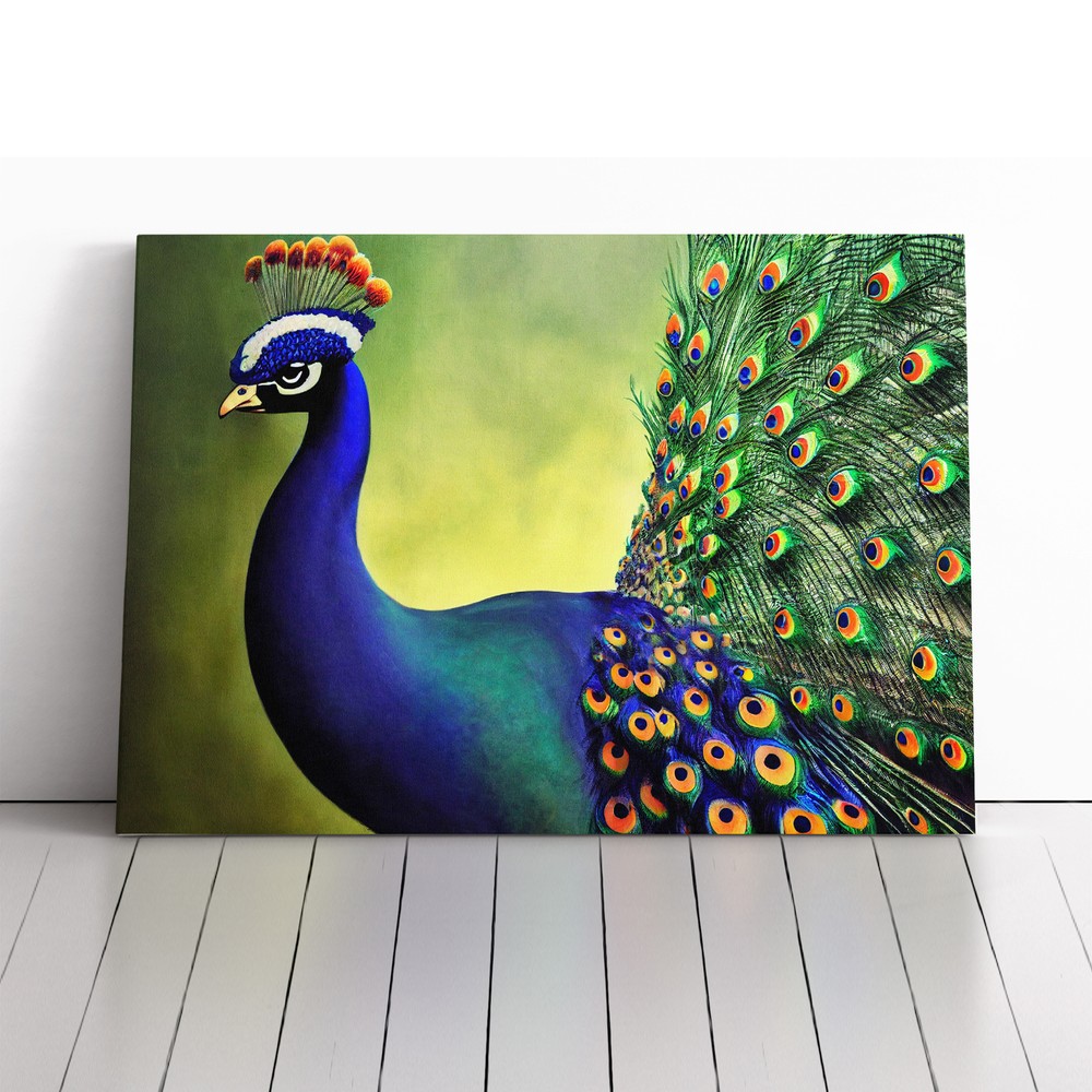 Fine Peacock Canvas Wall Art Print Framed Picture Home Decor Living Room Bedroom