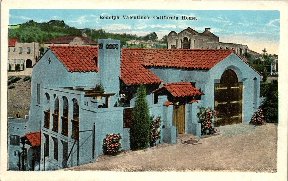 Vintage Postcard Rudolph Valentino's California Home Whitney Heights CA 1920s