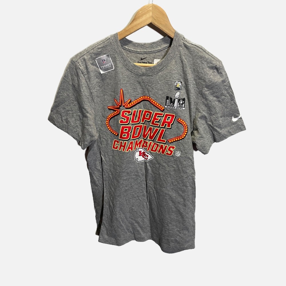 Nike Mens Kansas City Chiefs Super Bowl Champions T-Shirt Gray NFL Trophy Small