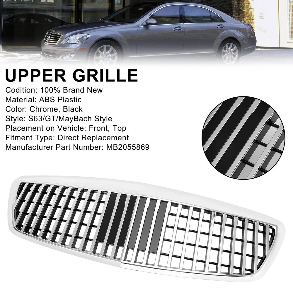 1× MayBach Front Upper Grille For 07-09 Mercedes-Benz S-Class W221 S550 S63 S450