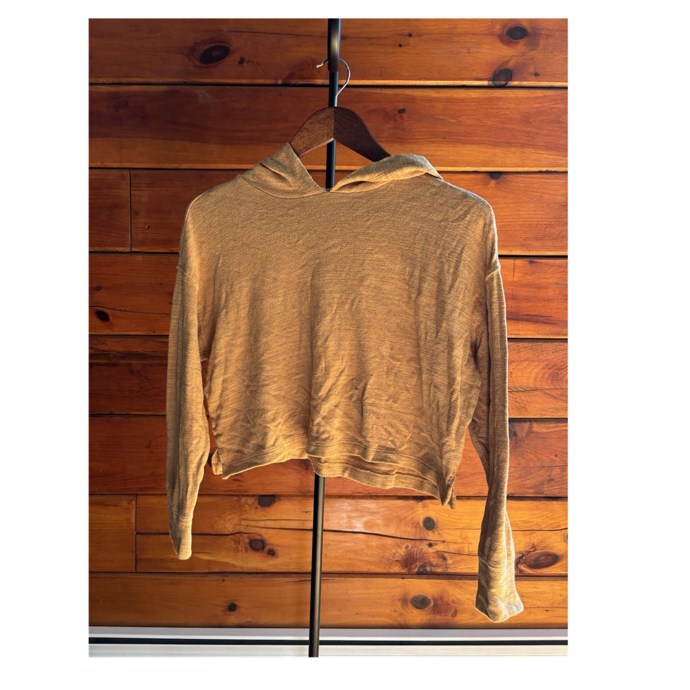 Old Navy Pullover Hoodie Beige Hooded Long Sleeve Women Size L (10-12)
