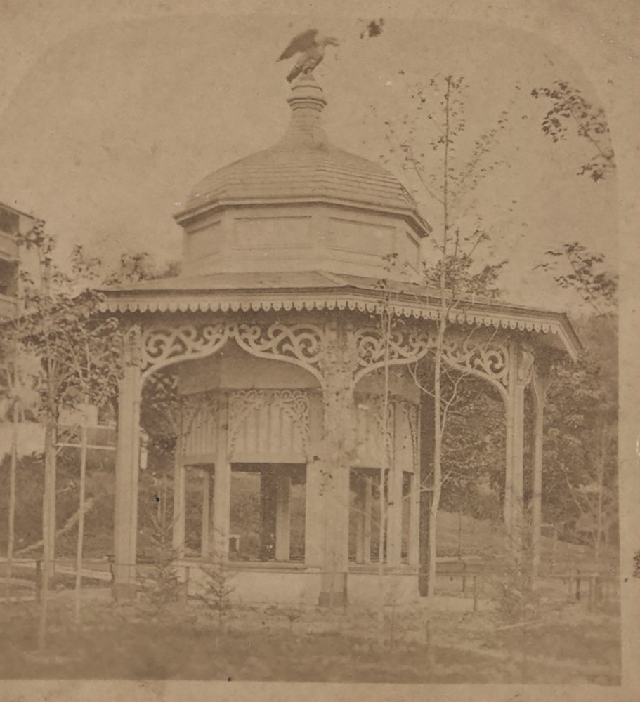 High Rock Spring Gazebo Saratoga Springs NY Stereoview c1870