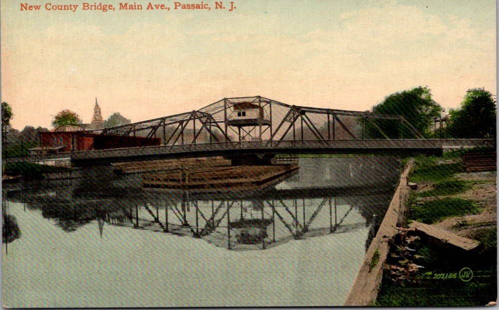 New County Bridge, Main Ave Passaic NJ  Vintage Postcard C49