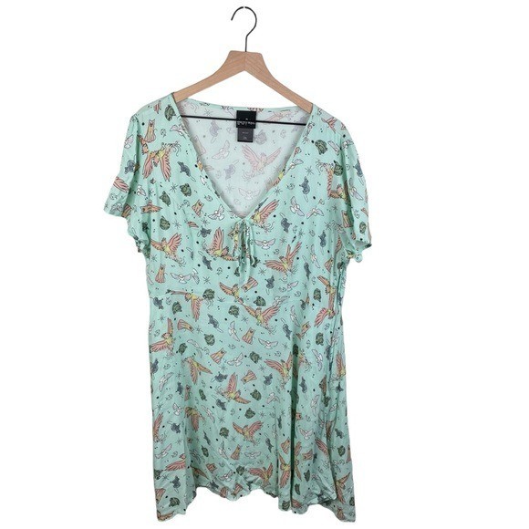 Hot Topic Harry Potter Magical Pets Printed Mini Dress Plus Size 2XL Mint Green