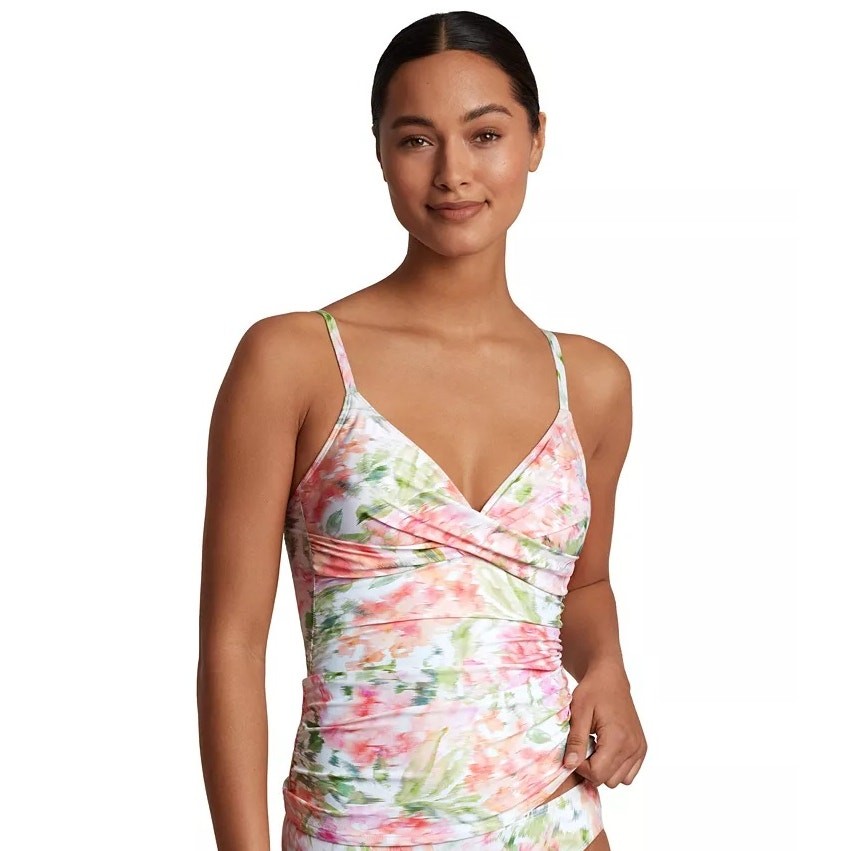 Lauren Ralph Lauren Women Pastel Floral Front Twist Swim Tankini Top Size US 14