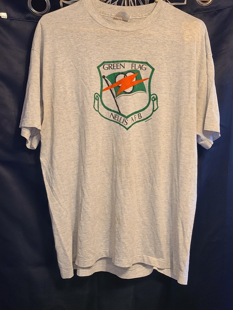 VTG 🇺🇸 Gray Short Sleeve Nellis Air Force Base T-Shirt Size XL Single Stitch