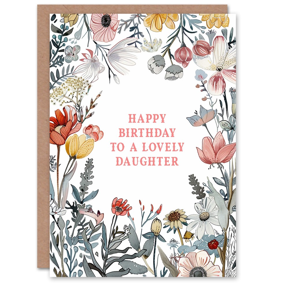 Daughter Happy Birthday Card Summer Meadow Floral Garden Flowers Greeting Card