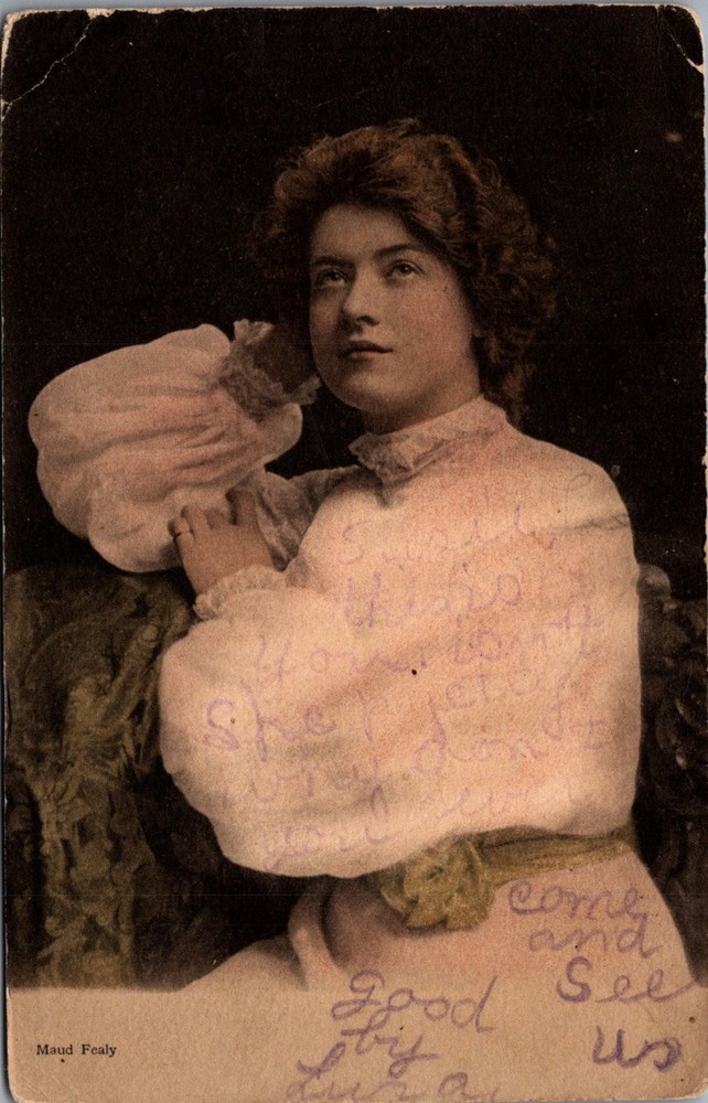 1910 Maud Fealy Actress Postcard - Sedalia MO Postmark - Vintage RPPC Style