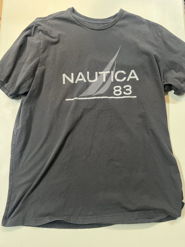 Nautica Nautica 83 Graphic T Shirt Men’s 2XLT Black Sail Logo Tee