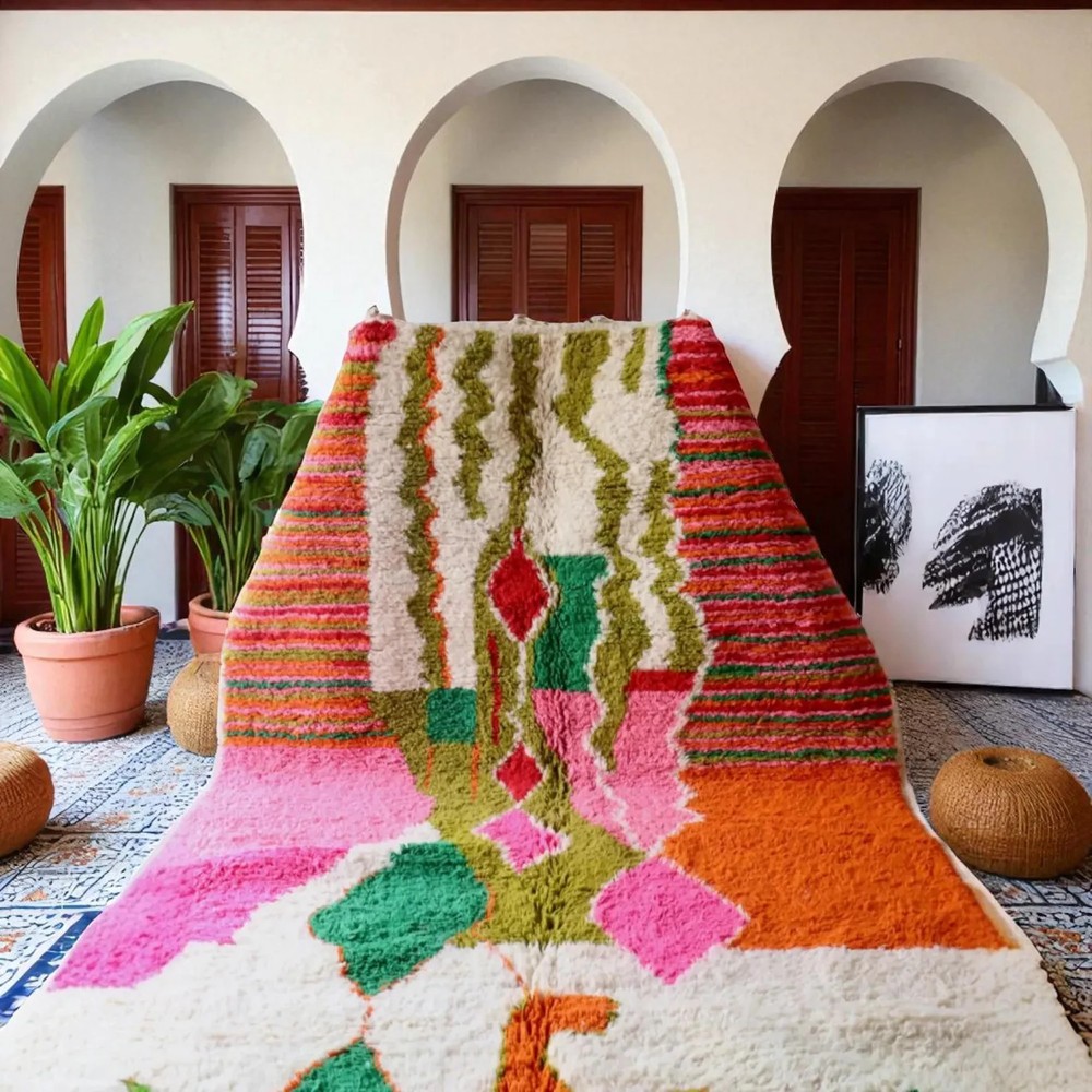 Design Moroccan Berber Wool Rug Color Multicolor Handmade Carpet Rug