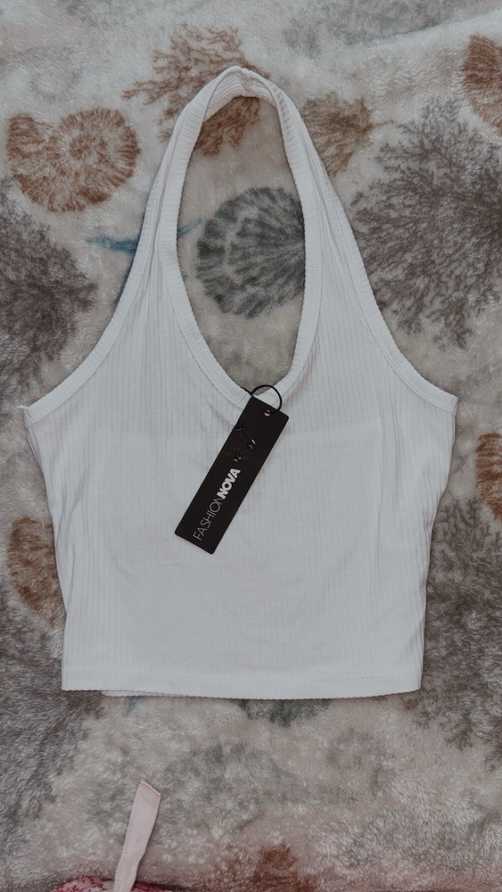 Fashion Nova White Halter tank  Size S