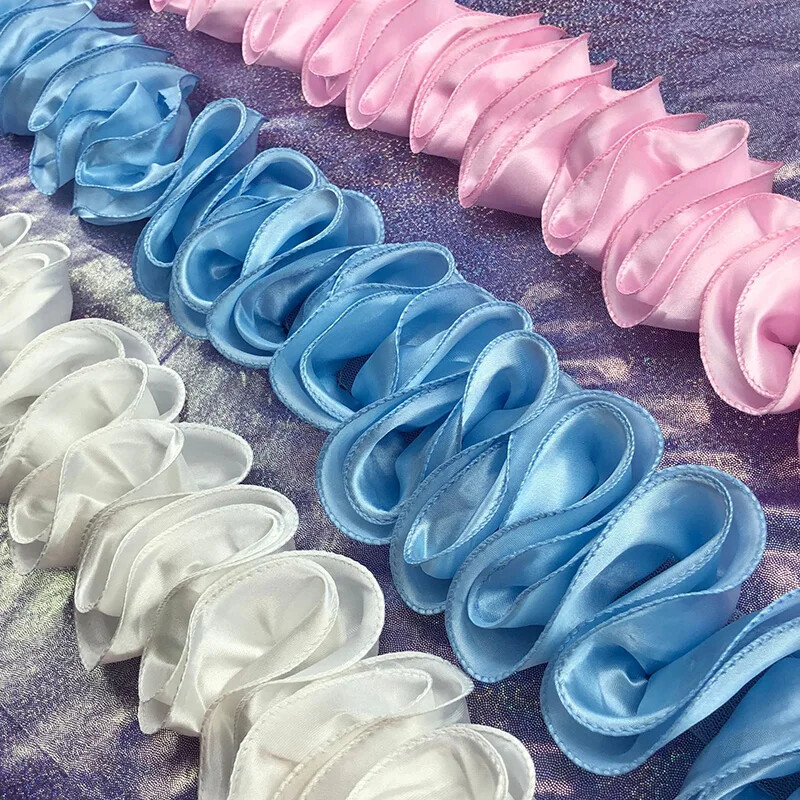 5-Yard Ruffle Lace Trim Pleated Ribbon 10cm Wide Sewing Fabric Accessory