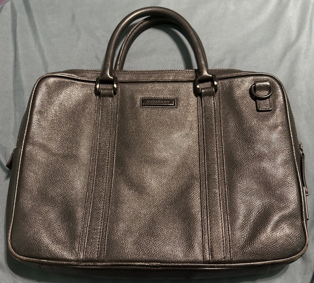 Burberry Briefcase Bag Mens Pebble Leather Laptop Carryall Business
