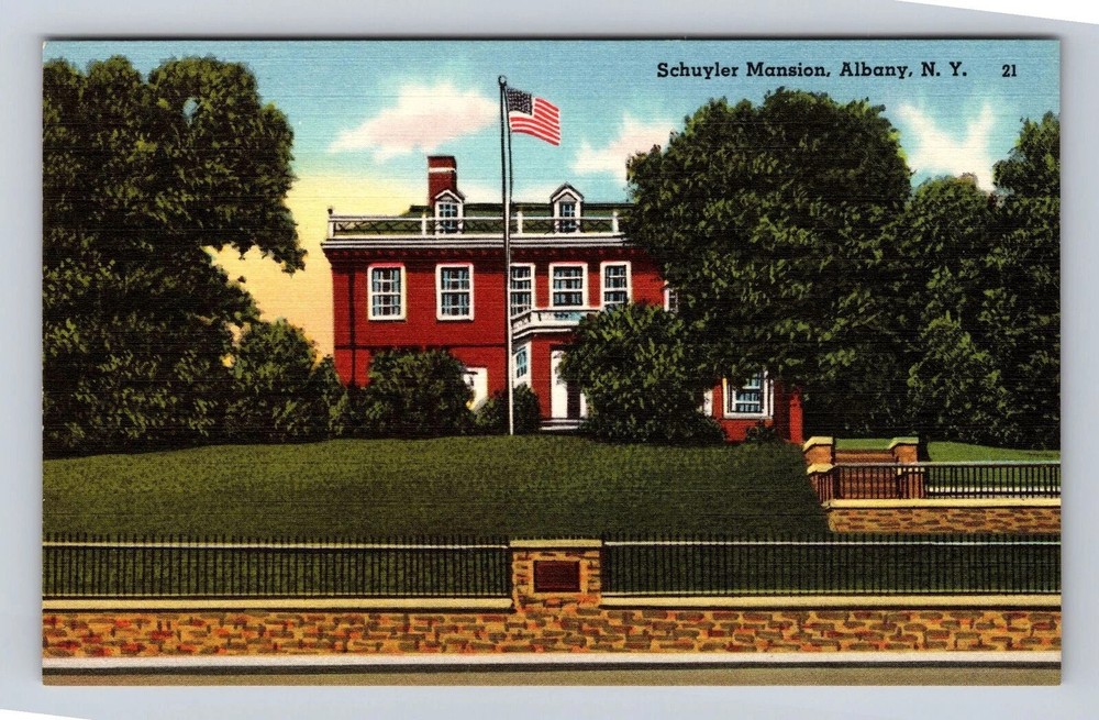 Albany NY-New York, Schuyler Mansion, Antique Vintage Souvenir Postcard