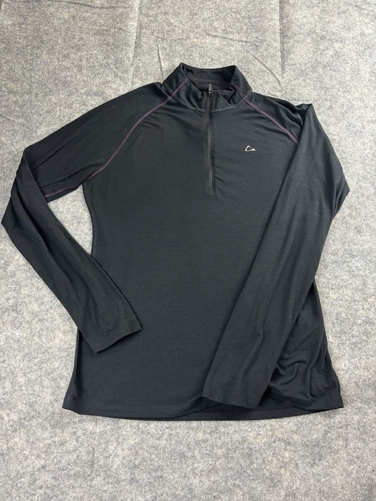 Paradox Merino Blend Women’s Size L 1/4 Zip Black Top Drirelease Pullover Hiking