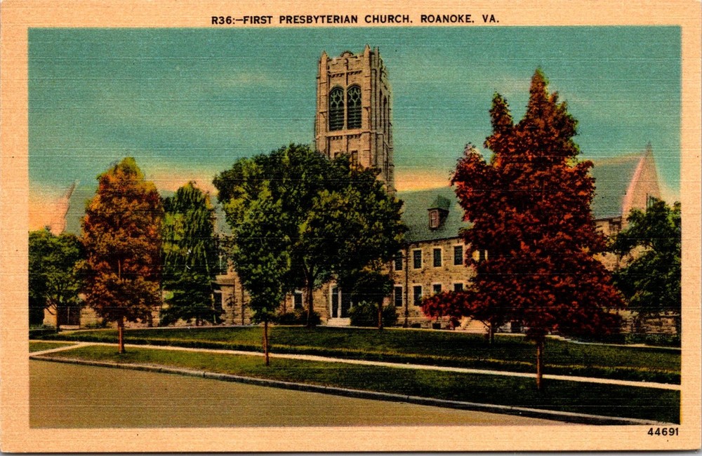 Dr Jim Stamps Postcard First Presbyterian Church Roanoke Virginia Linen