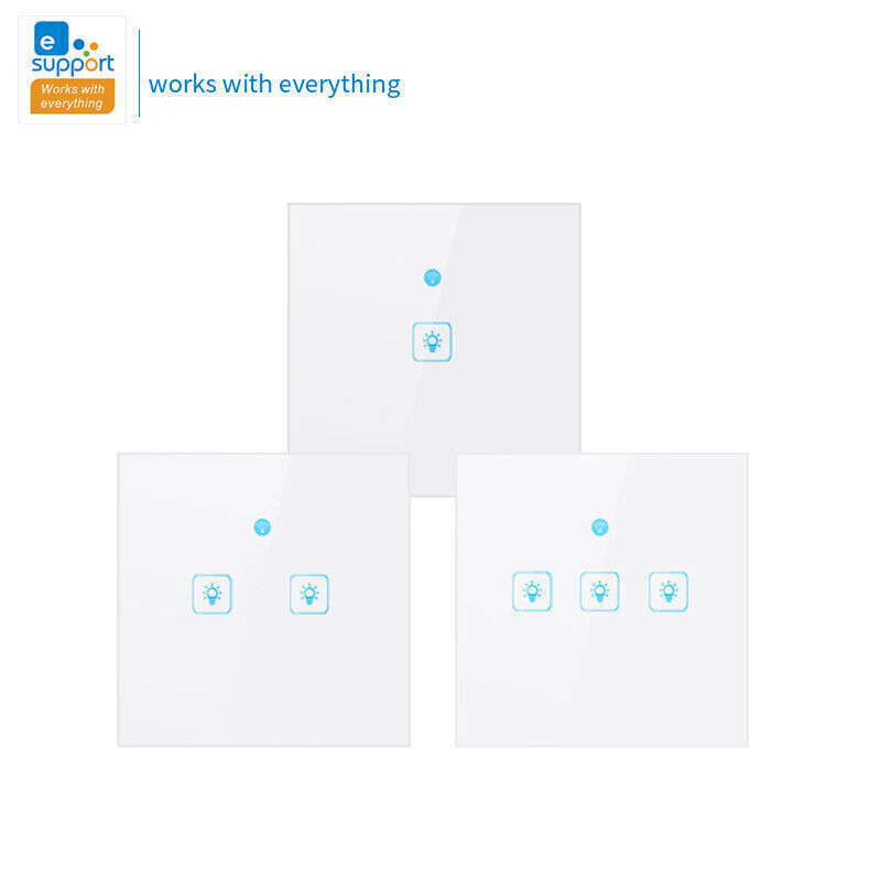 EWeLink EU Smart Light Switch Glass Screen Touch Panel Voice Control Wireless
