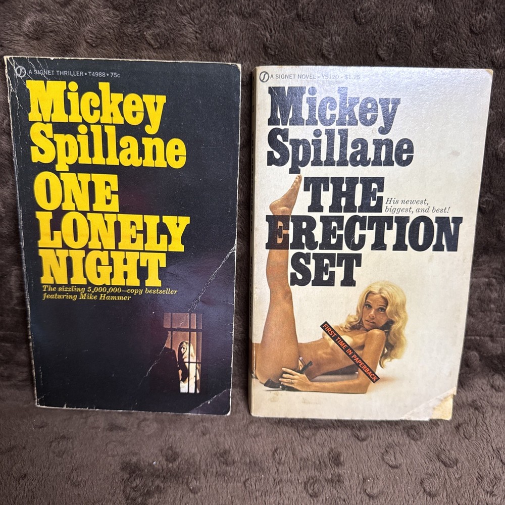 Lot Of 2-THE ERECTION SET Mickey Spillane SIGNET 1st Printing 1972. One Lonely N