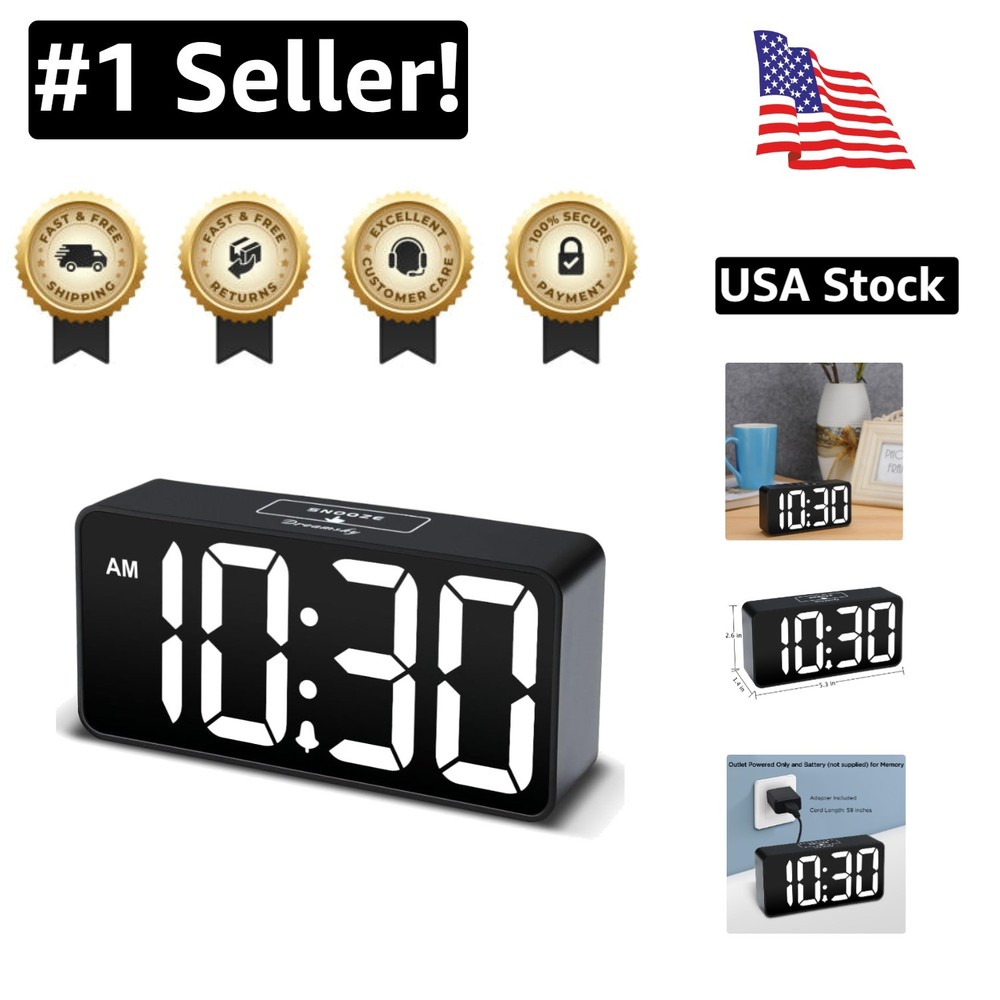 Compact Digital Alarm Clock with User-Friendly Features & USB Charging - 5.3